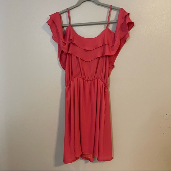 Everly Coral Sundress Flutter Sleeve Scoop Neck Dress - Picture 5 of 6